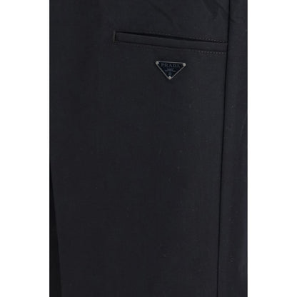 Black Cotton Casual Pants