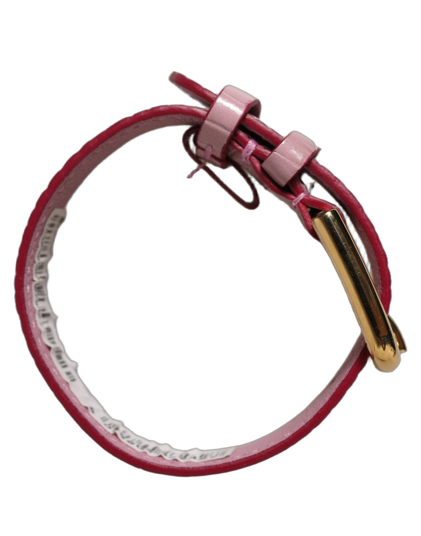 Pink Embossed Leather Gold Buckle Belt Strap Bracelet