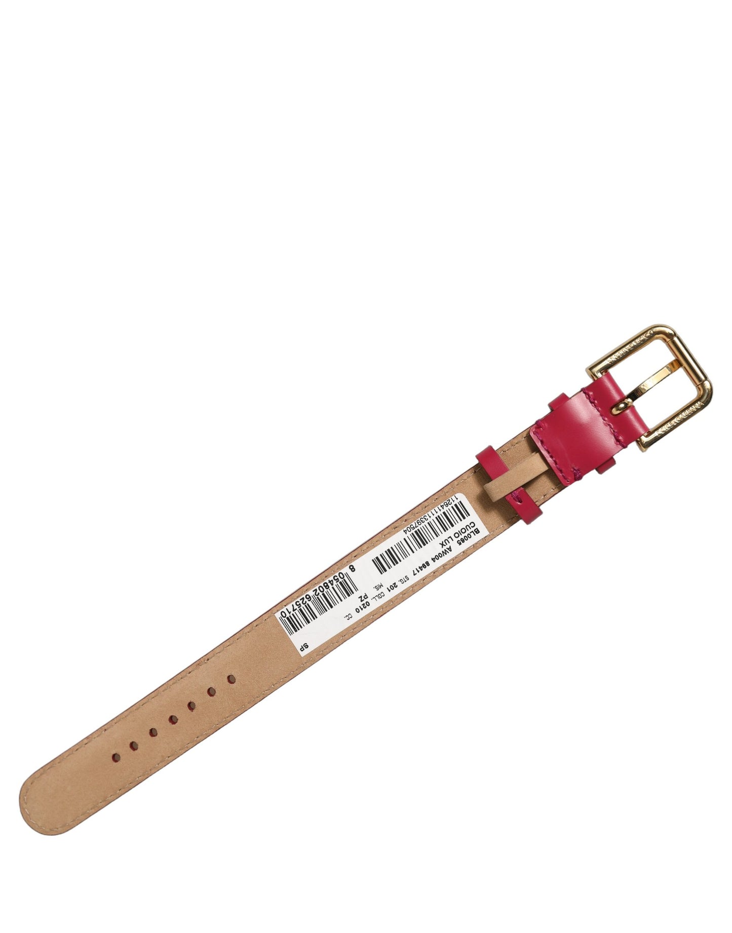 Red Calfskin Leather Gold Buckle Belt Strap Bracelet
