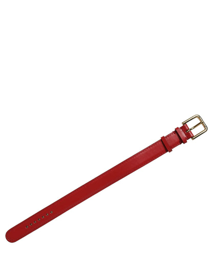 Red Calfskin Leather Gold Buckle Belt Strap Bracelet