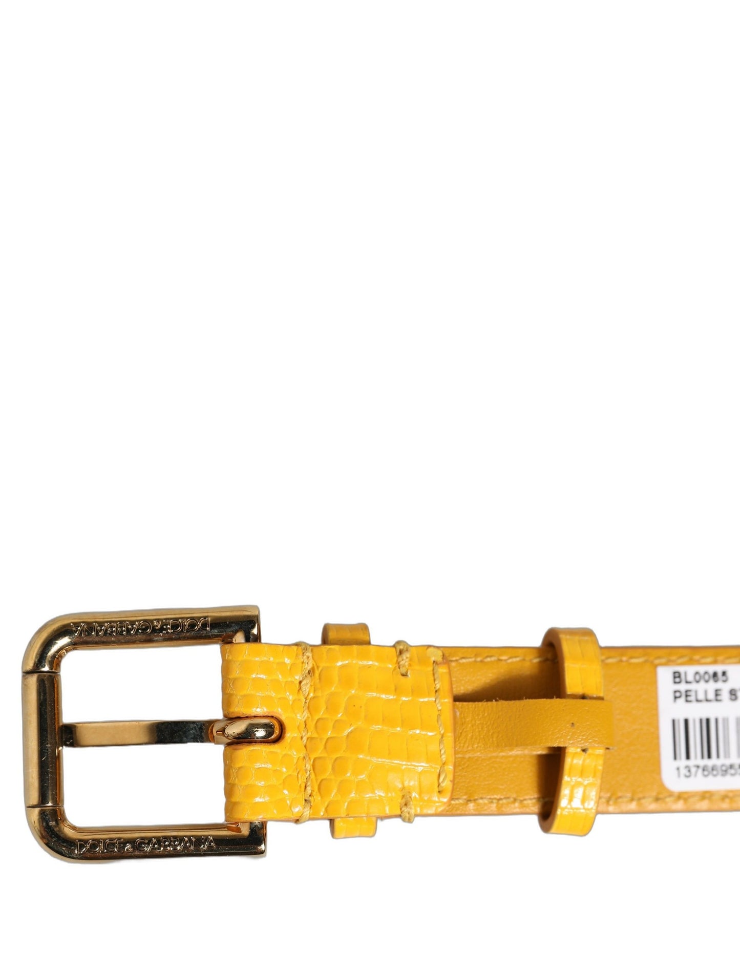 Yellow Textured Leather Gold Buckle Belt Strap Bracelet
