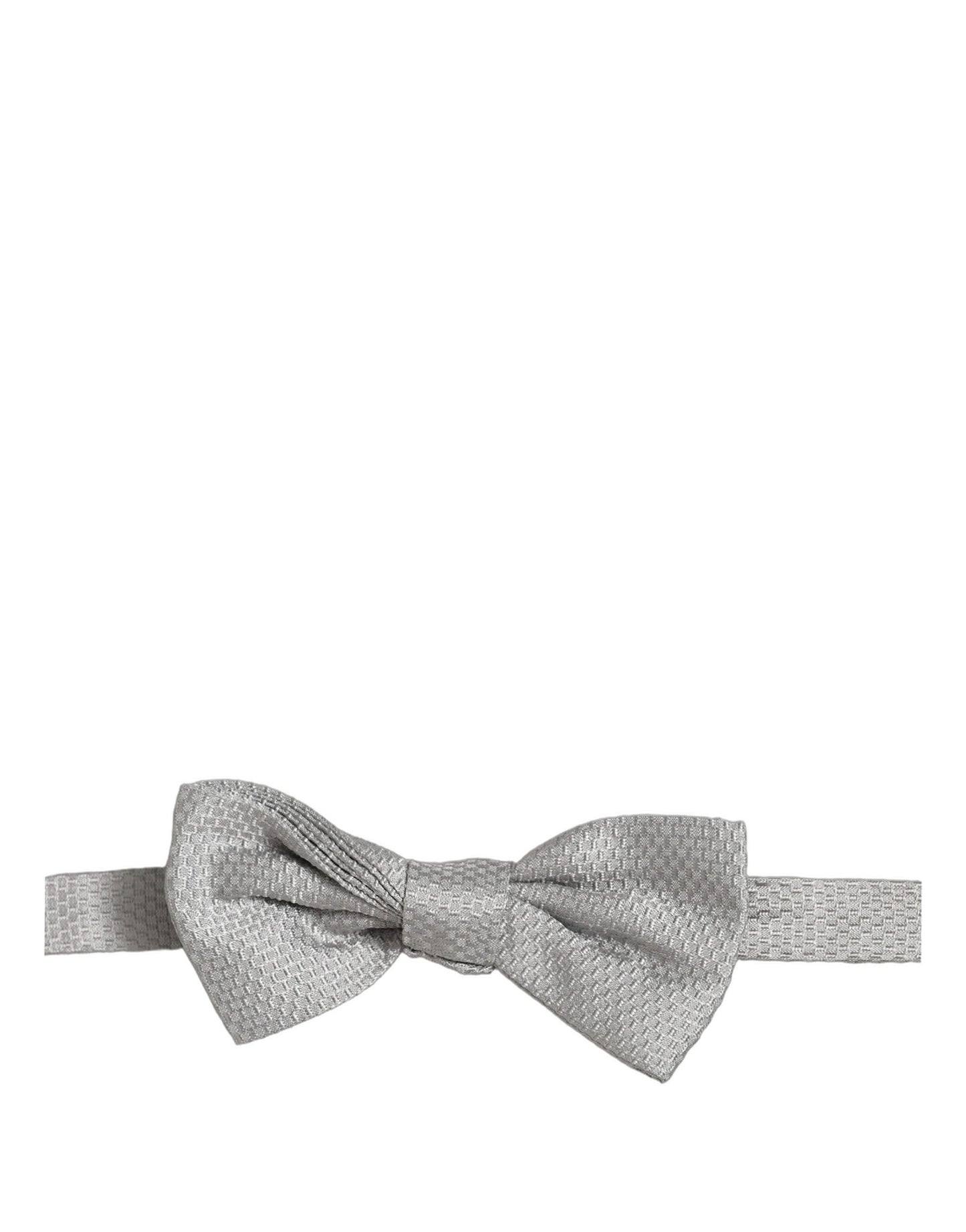 Men Gray 100% Silk Adjustable Neck Papillon Bow Tie