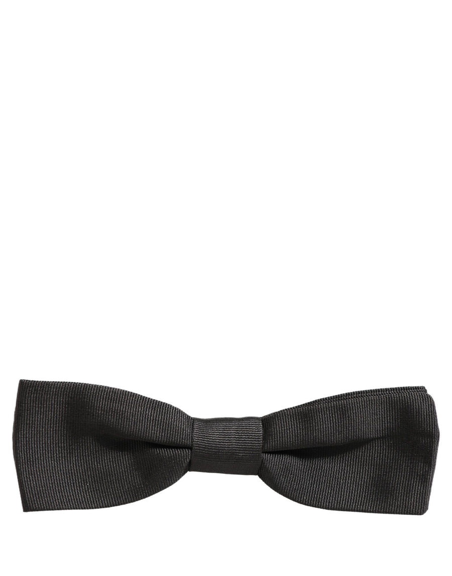 Men Black 100% Cotton Adjustable Neck Papillon Bow Tie