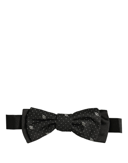 Men Black DG Polka Dot Adjustable Neck Papillon Bow Tie