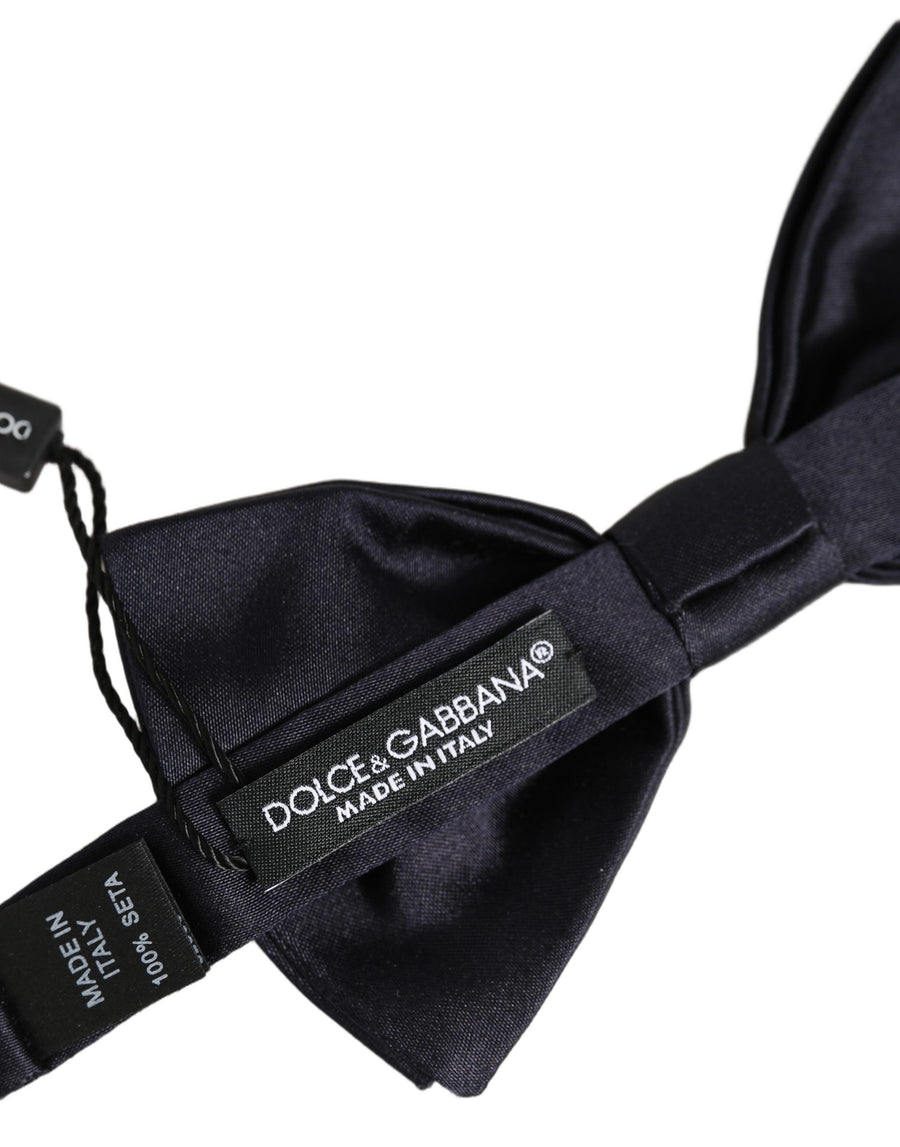 Men Black 100% Silk Adjustable Neck Papillon Bow Tie