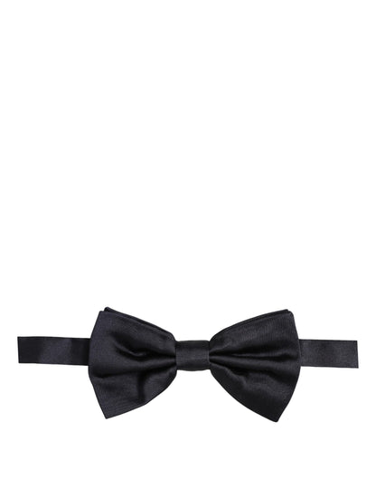 Men Black 100% Silk Adjustable Neck Papillon Bow Tie