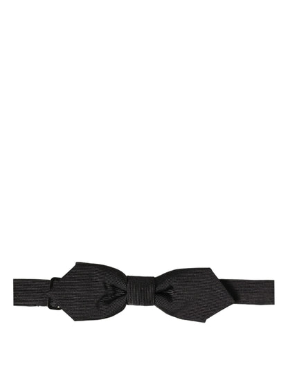 Men Black 100% Silk Adjustable Neck Papillon Bow Tie