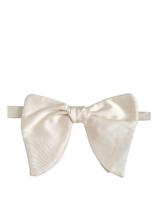 Men White 100% Silk Adjustable Neck Papillon Bow Tie