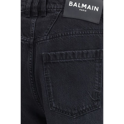 Black Cotton Straight-Leg Jeans