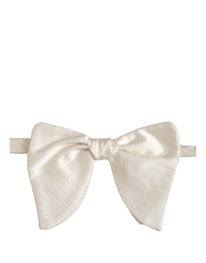 Men White 100% Silk Adjustable Neck Papillon Bow Tie
