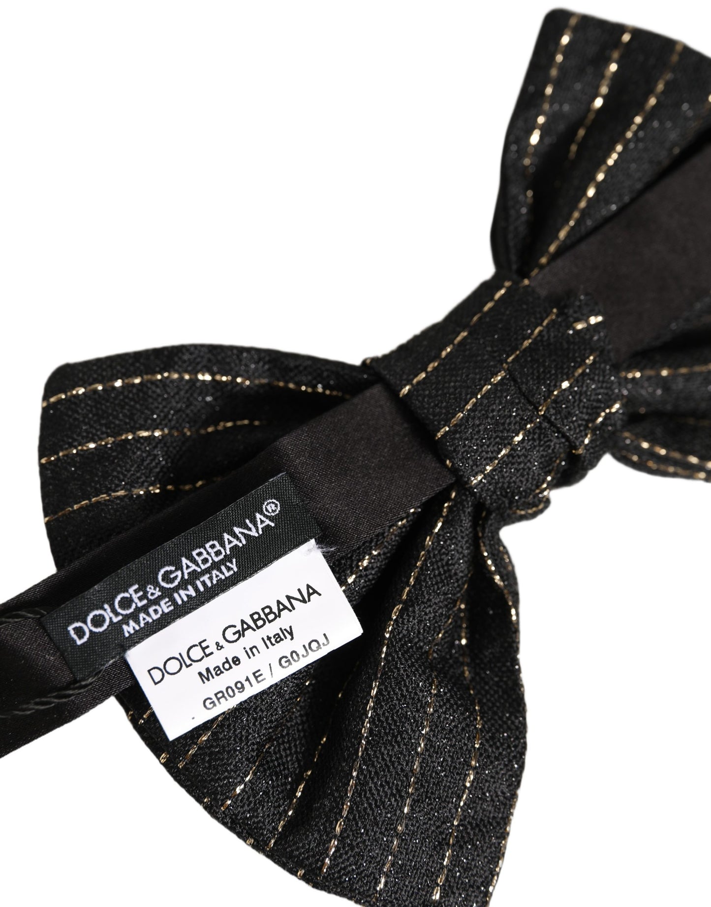 Men Black Pinstripe Silk Adjustable Neck Papillon Bow Tie