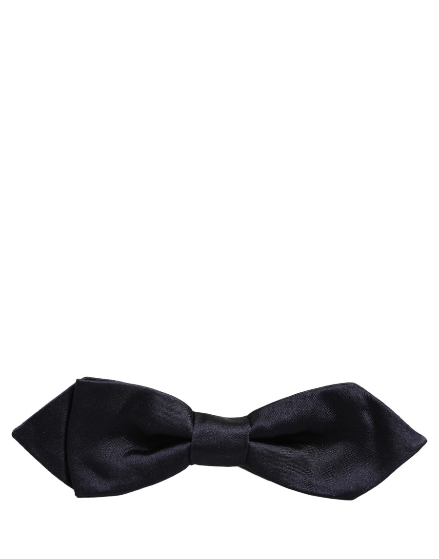 Men Dark Blue 100% Silk Adjustable Neck Papillon Bow Tie