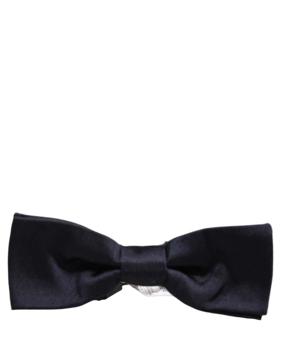 Men Dark Blue 100% Silk Adjustable Neck Papillon Bow Tie
