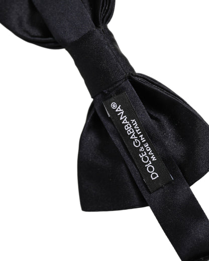 Men Black 100% Silk Adjustable Neck Papillon Bow Tie