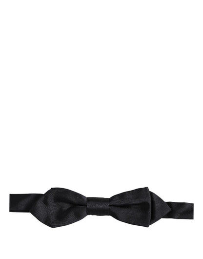 Men Black 100% Silk Adjustable Neck Papillon Bow Tie