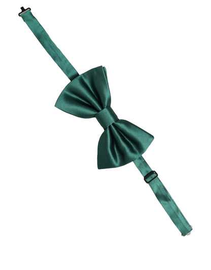 Men Green 100% Silk Adjustable Neck Papillon Bow Tie