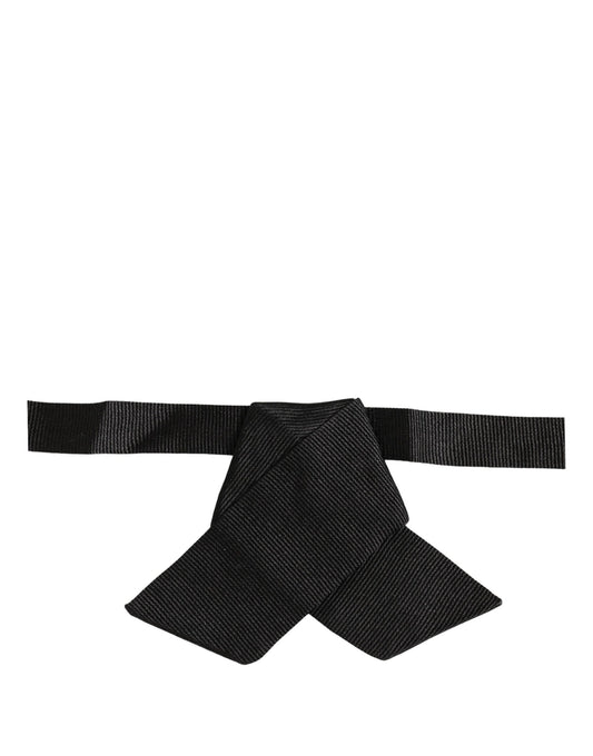 Men Black 100% SIlk Adjustable Neck Papillon Bow Tie