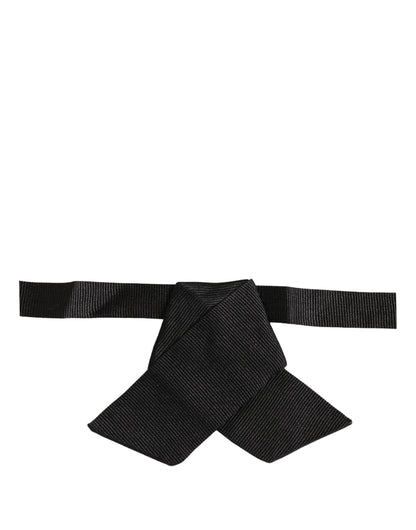 Men Black 100% SIlk Adjustable Neck Papillon Bow Tie