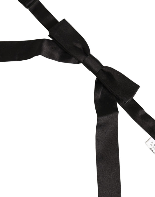Men Black 100% SIlk Adjustable Neck Papillon Bow Tie