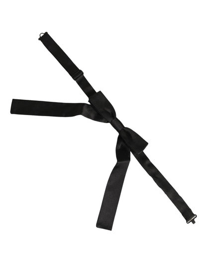 Men Black 100% SIlk Adjustable Neck Papillon Bow Tie