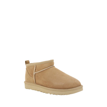 Beige Suede Leather Ankle Boots