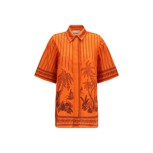 Orange Cotton Pattern Shirt
