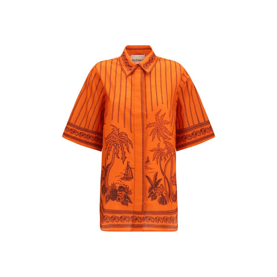 Orange Cotton Pattern Shirt