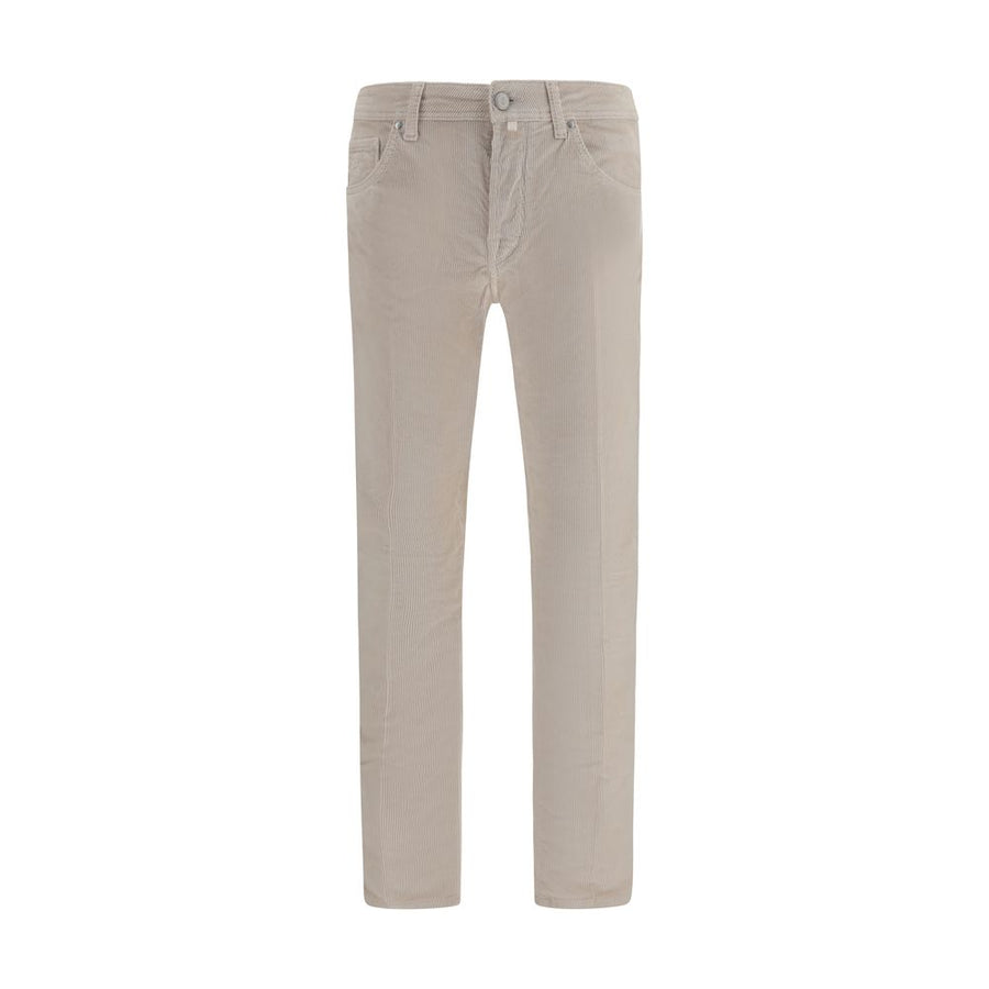 Beige Cotton Casual Pants