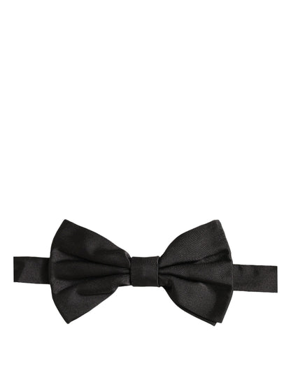 Men Black 100% Silk Adjustable Neck Papillon Bow Tie