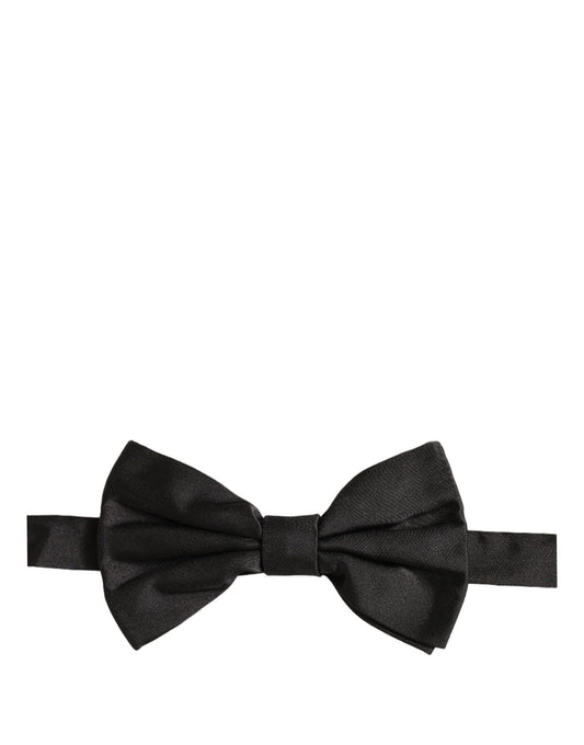 Men Black 100% Silk Adjustable Neck Papillon Bow Tie