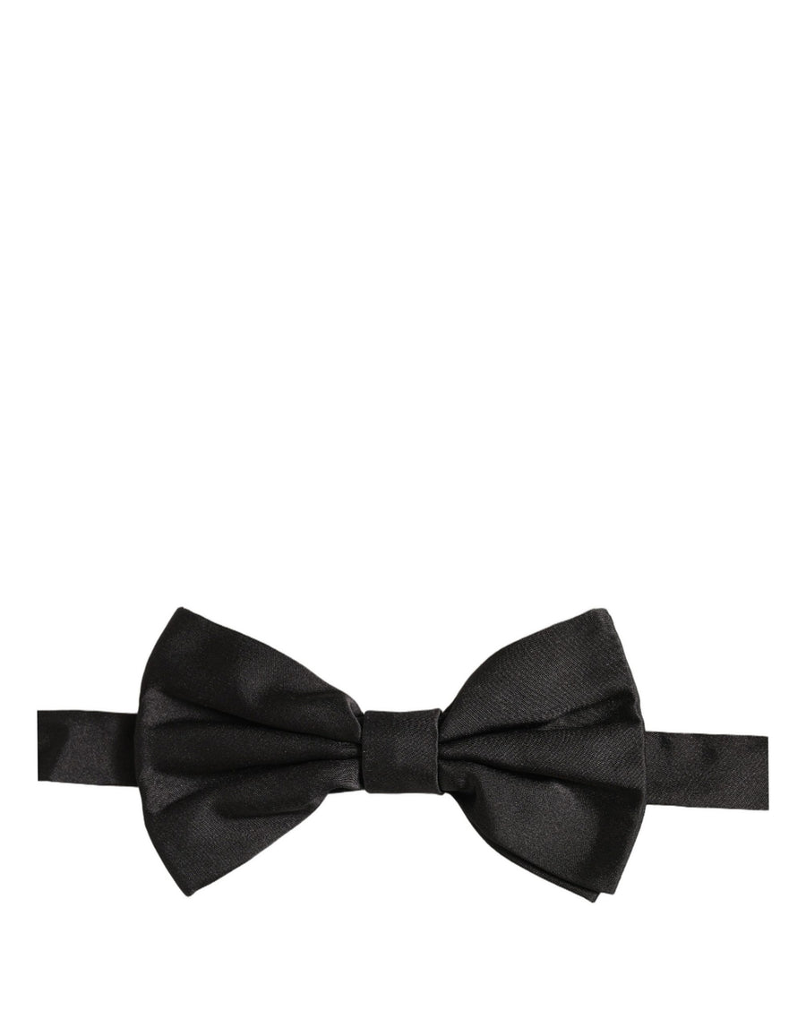 Men Black 100% Silk Adjustable Neck Papillon Bow Tie
