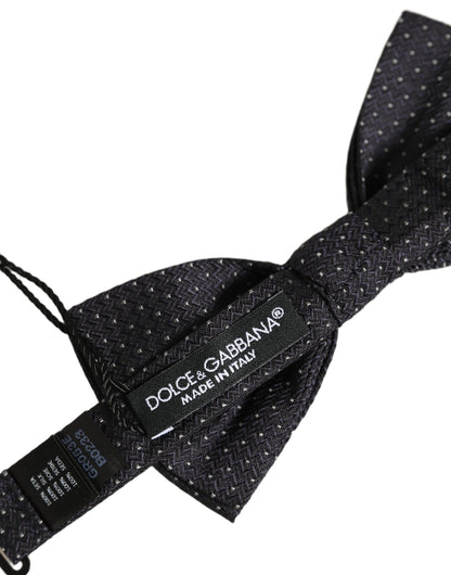 Black White Polka Dot Adjustable Neck Papillon Bow Tie