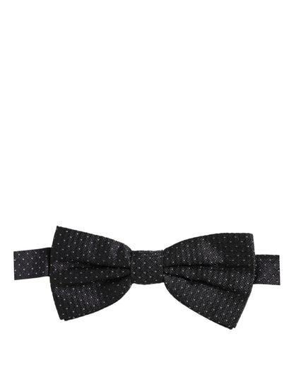 Black White Polka Dot Adjustable Neck Papillon Bow Tie