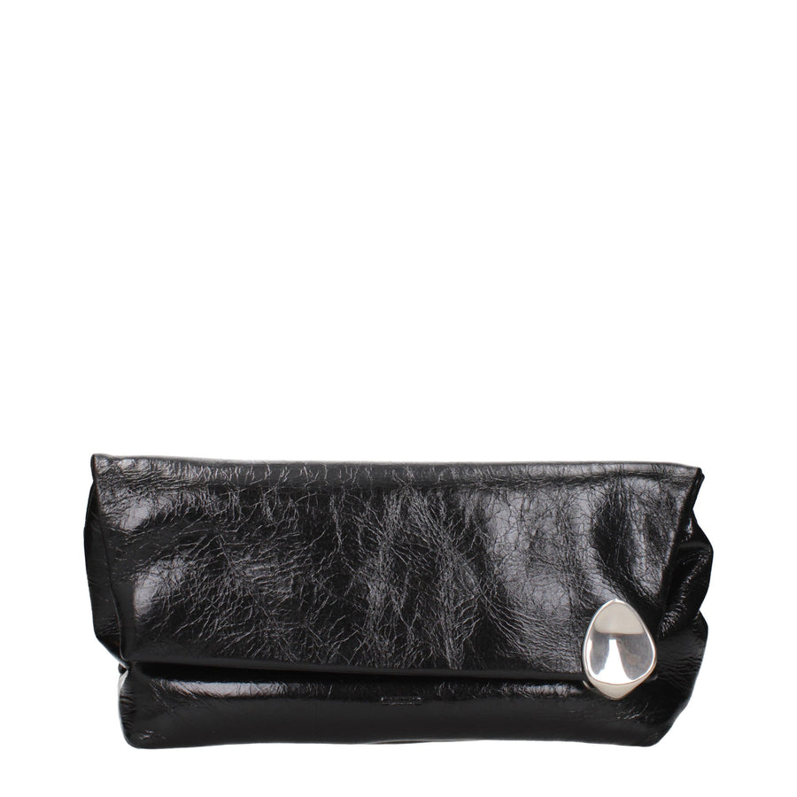 Black Leather Clutch Bag