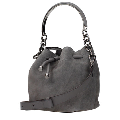 Gray Leather Handbag