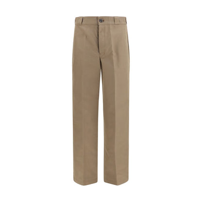 Brown Cotton Casual Pants