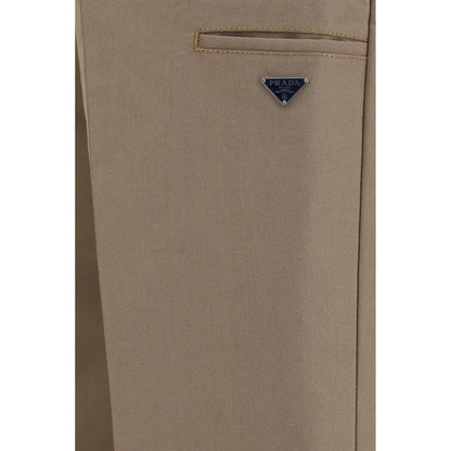 Brown Cotton Casual Pants