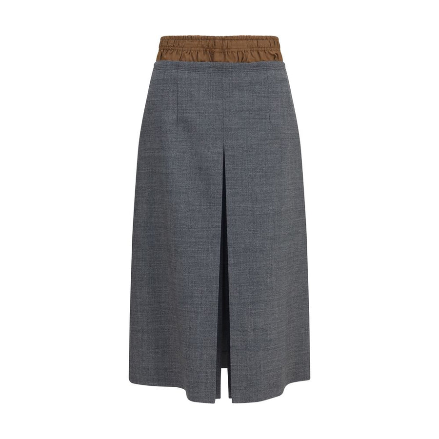 Gray Wool Oves Aries Midi Skirt