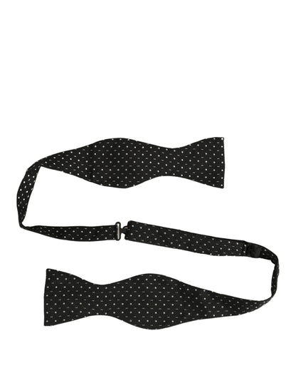 Black White Polka Dot Adjustable Neck Papillon Bow Tie