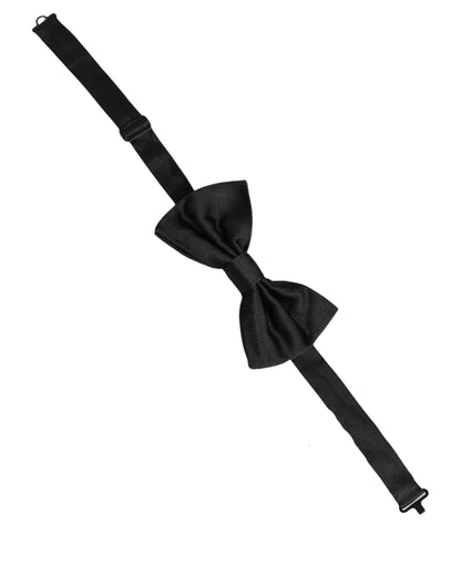 Men Black 100% Silk Adjustable Neck Papillon Bow Tie