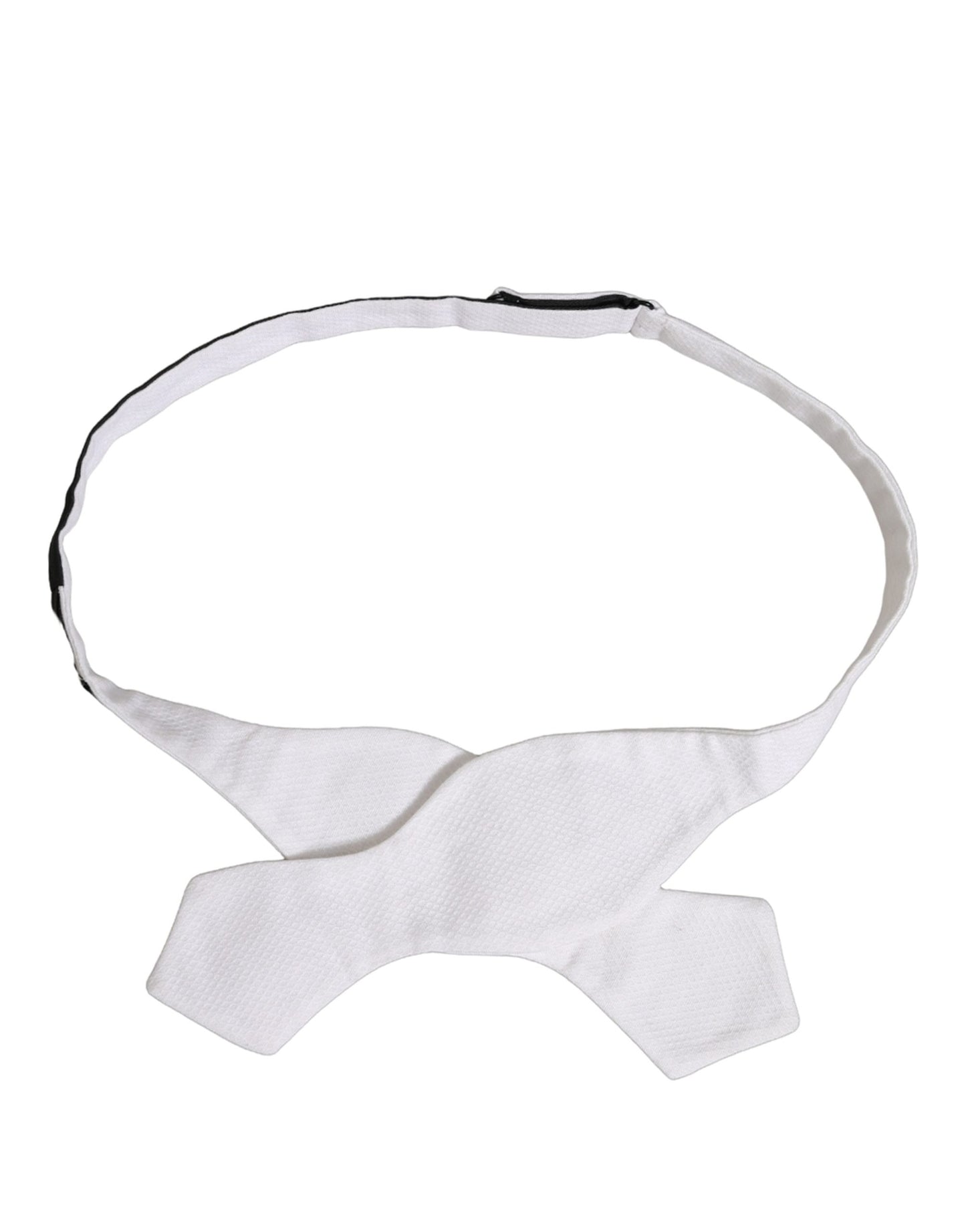 Men White 100% Silk Adjustable Neck Papillon Bow Tie