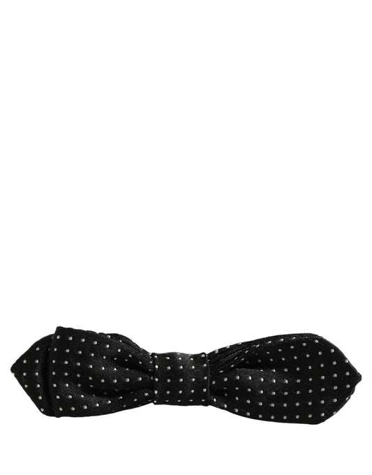 Black White Polka Dot Adjustable Neck Papillon Bow Tie