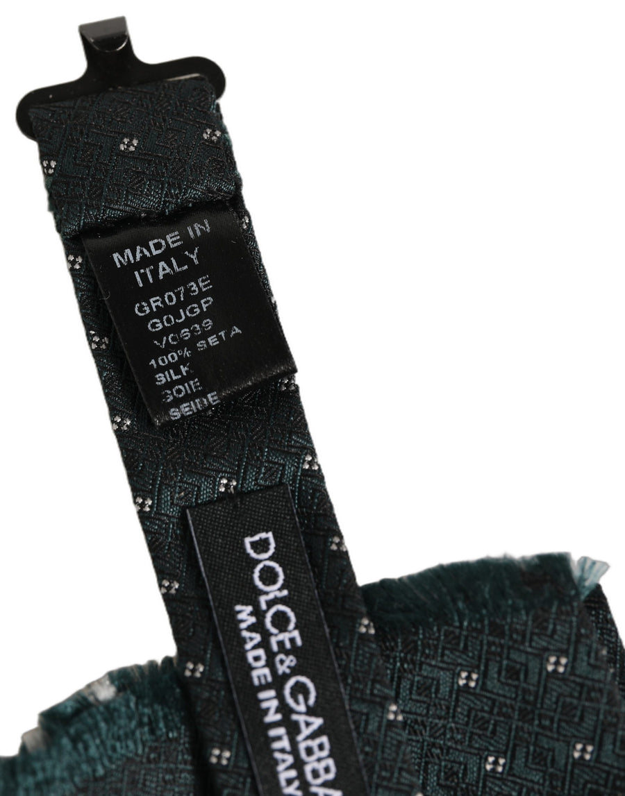 Men Green Patterned Adjustable Neck Papillon Bow Tie