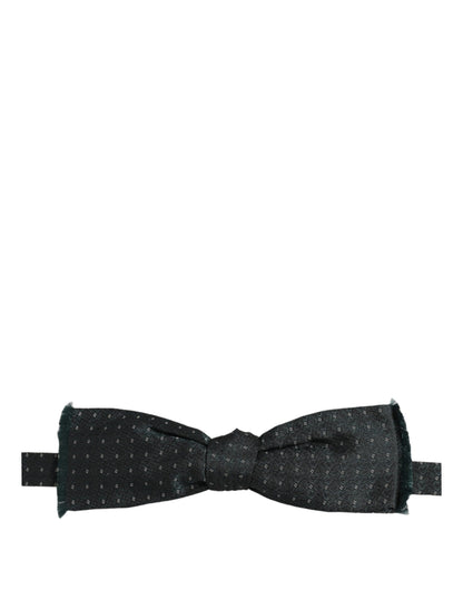 Men Green Patterned Adjustable Neck Papillon Bow Tie