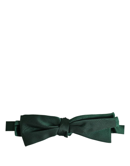 Men Dark Green Silk Adjustable Neck Papillon Bow Tie