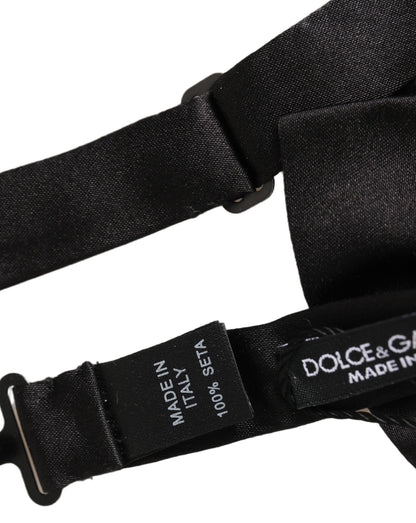 Men Black 100% Silk Adjustable Neck Papillon Bow Tie