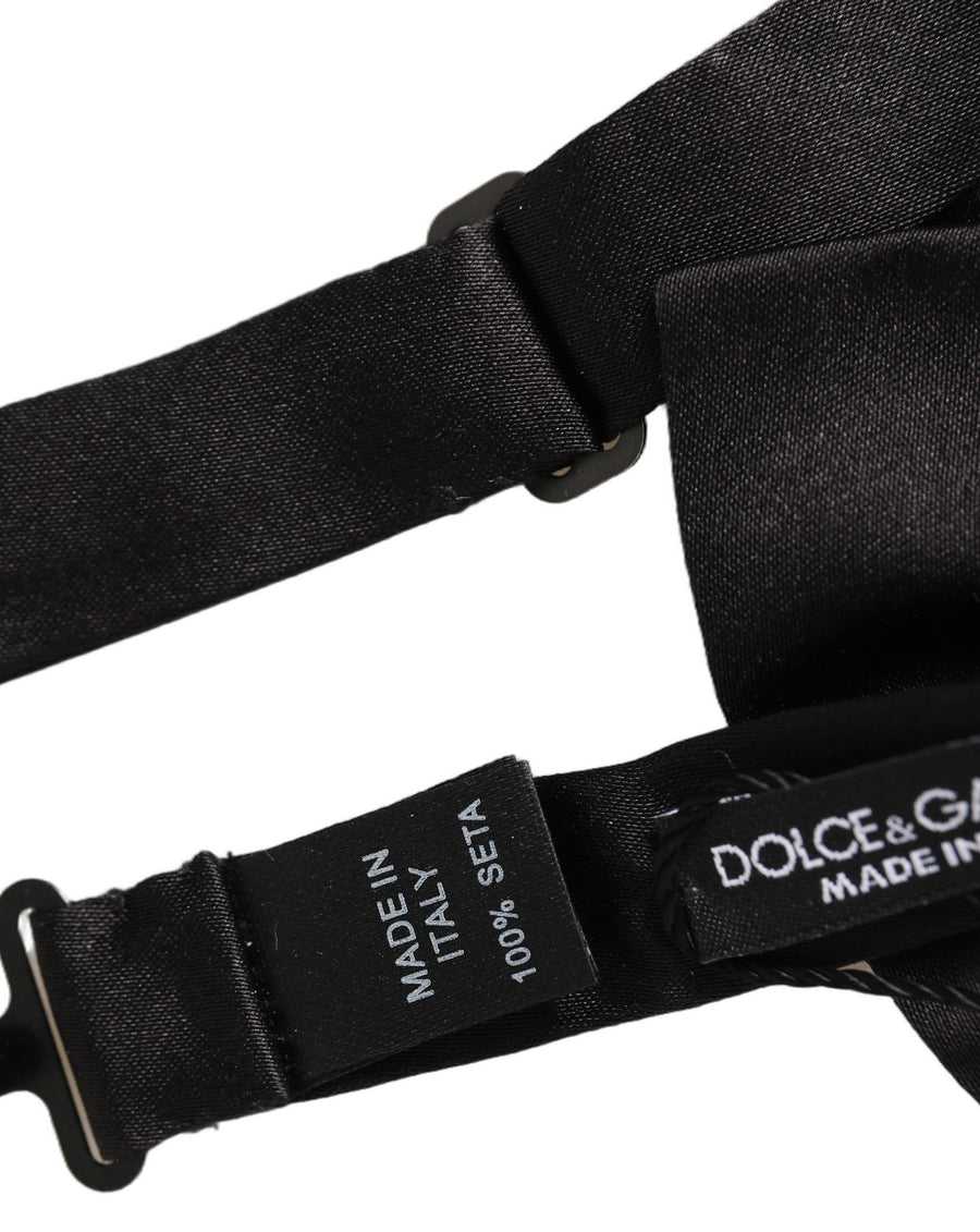 Men Black 100% Silk Adjustable Neck Papillon Bow Tie