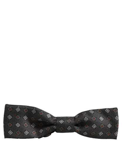 Men Dark Gray Geometric Adjustable Bow Tie