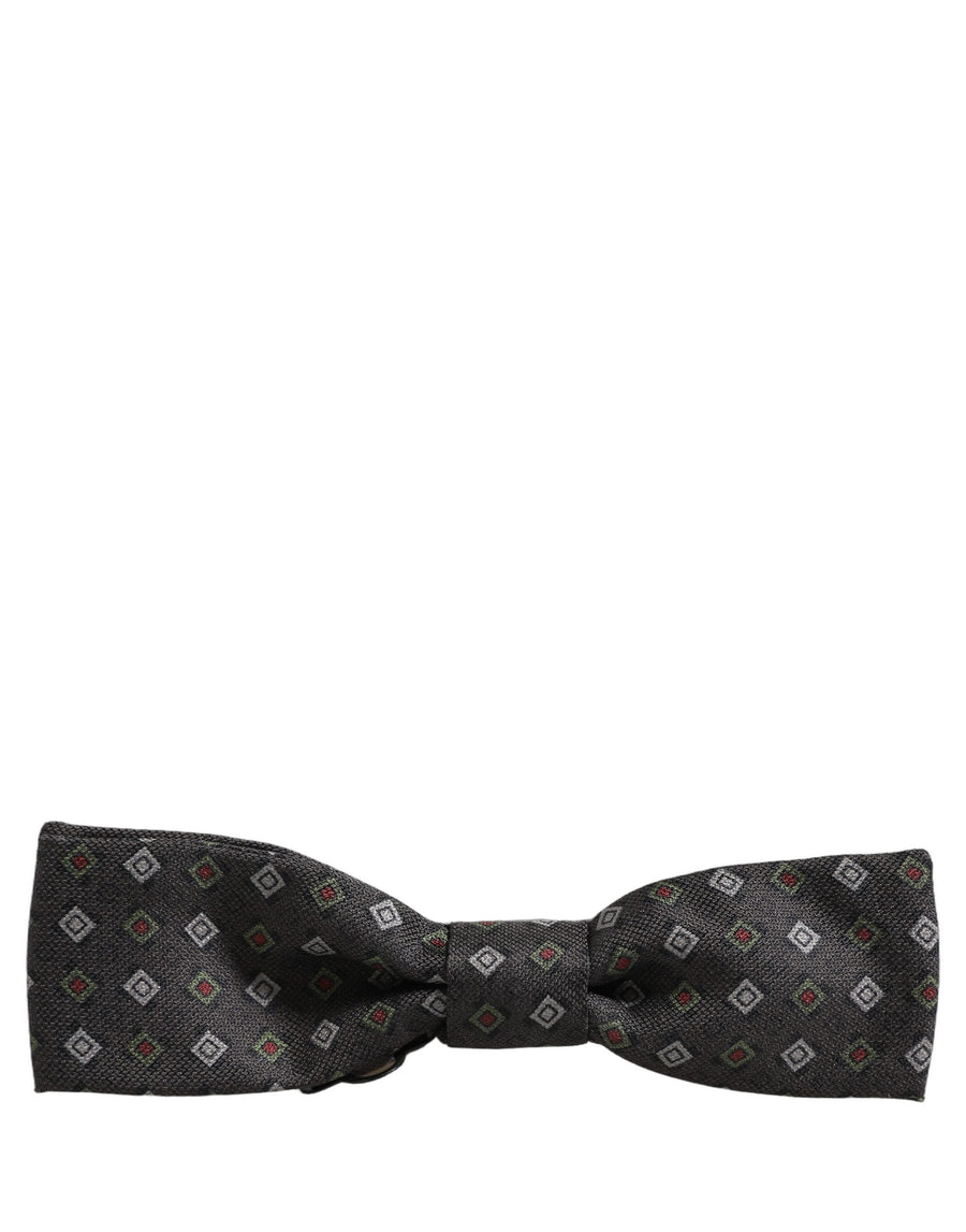 Men Dark Gray Geometric Adjustable Bow Tie