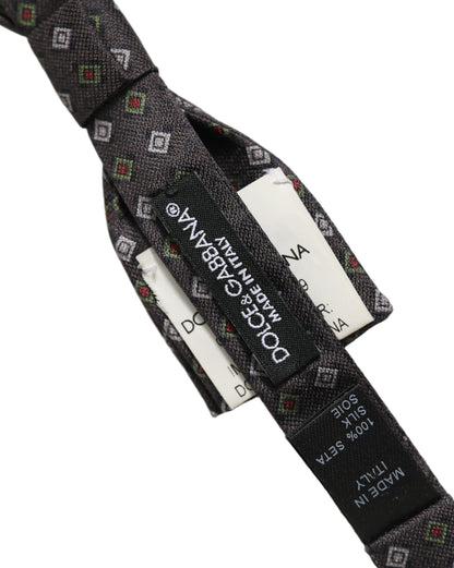 Men Dark Gray Geometric Adjustable Bow Tie